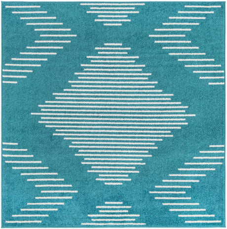 Turquoise 5' 3 x 5' 3 Kai Square Area Rug Easy Clean 100% Polypropylene With Cotton Backing Modern Geometric Carpet for Living, Dining, Office, Bedroom for Sale at Rug Engine