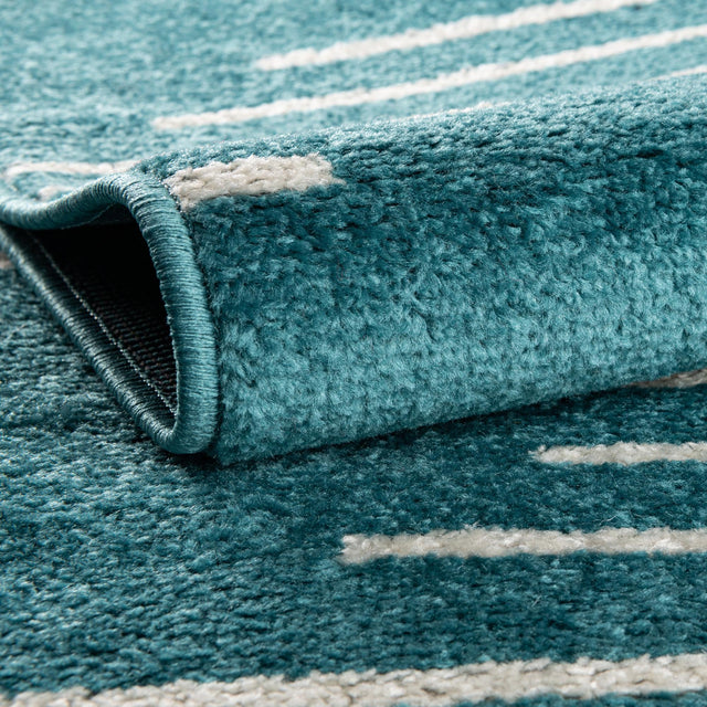 Turquoise 2' 7 x 10' Kai Runner Area Rug Easy Clean 100% Polypropylene With Cotton Backing Modern Geometric Carpet for Living, Dining, Office, Bedroom for Sale at Rug Engine