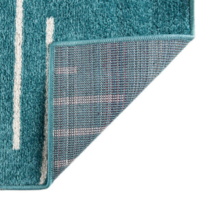 Turquoise 2' 7 x 10' Kai Runner Area Rug Easy Clean 100% Polypropylene With Cotton Backing Modern Geometric Carpet for Living, Dining, Office, Bedroom for Sale at Rug Engine