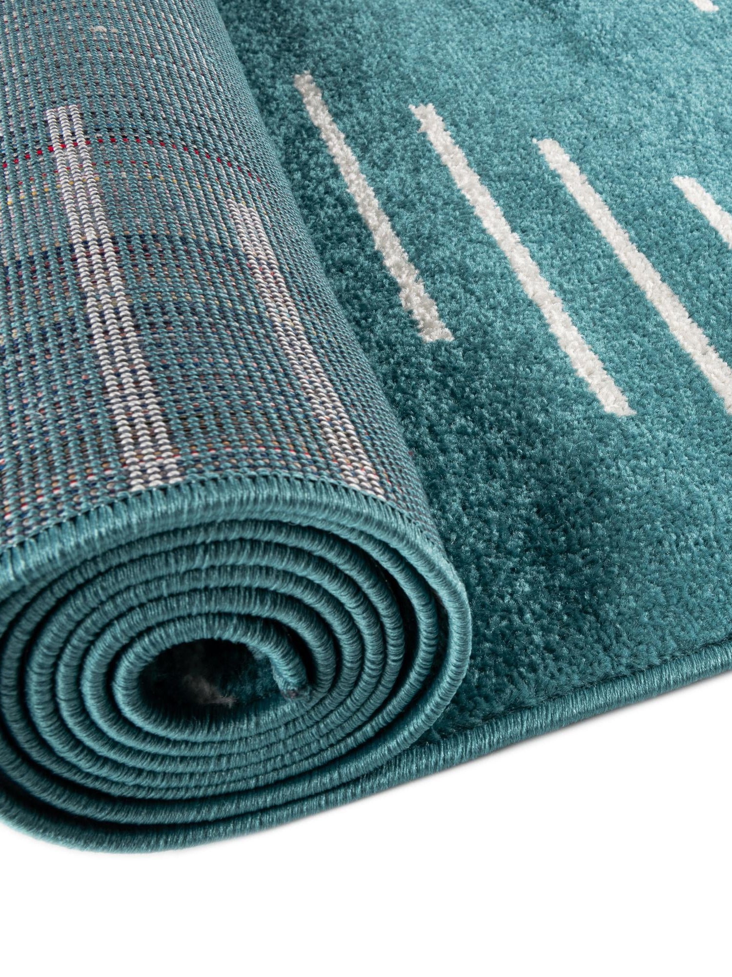 Turquoise 3' 3 x 12' Kai Runner Area Rug Easy Clean 100% Polypropylene With Cotton Backing Modern Geometric Carpet for Living, Dining, Office, Bedroom for Sale at Rug Engine