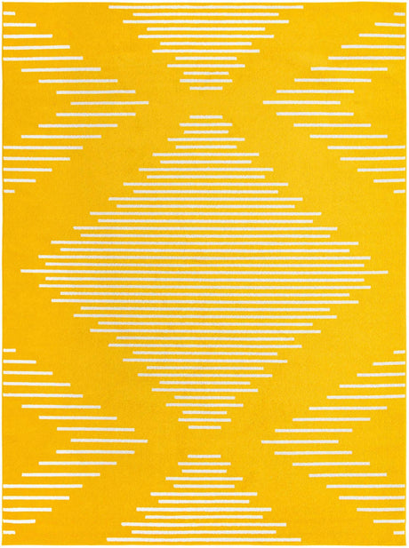 Yellow 9' x 12' Kai Rectangle Area Rug Easy Clean 100% Polypropylene With Cotton Backing Modern Geometric Carpet for Living, Dining, Office, Bedroom for Sale at Rug Engine