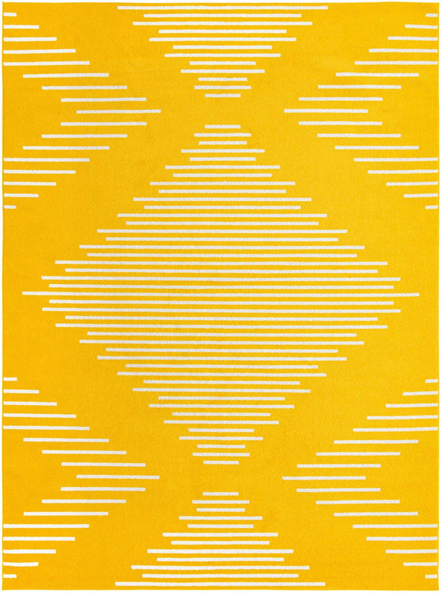 Yellow 9' x 12' Kai Rectangle Area Rug Easy Clean 100% Polypropylene With Cotton Backing Modern Geometric Carpet for Living, Dining, Office, Bedroom for Sale at Rug Engine