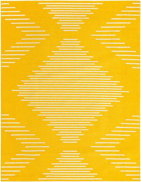 Yellow 7' 10 x 10' Kai Rectangle Area Rug Easy Clean 100% Polypropylene With Cotton Backing Modern Geometric Carpet for Living, Dining, Office, Bedroom for Sale at Rug Engine