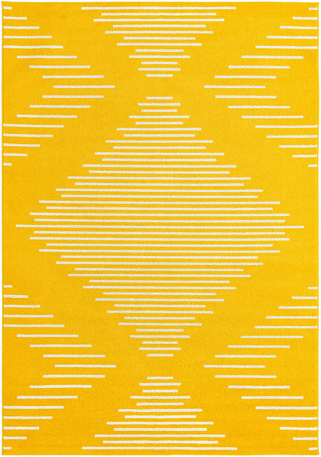 Yellow 7' 1 x 10' Kai Rectangle Area Rug Easy Clean 100% Polypropylene With Cotton Backing Modern Geometric Carpet for Living, Dining, Office, Bedroom for Sale at Rug Engine