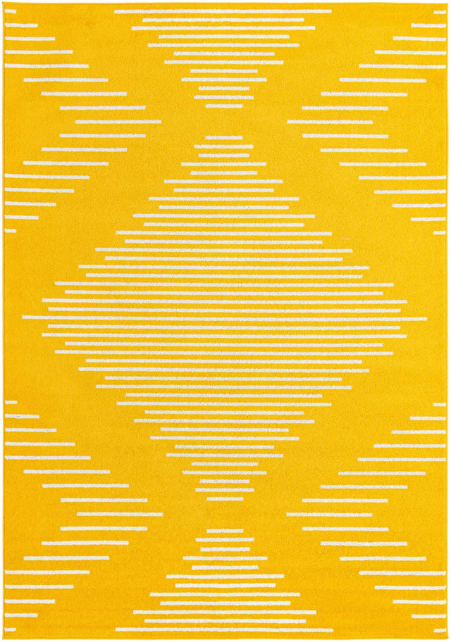 Yellow 7' 1 x 10' Kai Rectangle Area Rug Easy Clean 100% Polypropylene With Cotton Backing Modern Geometric Carpet for Living, Dining, Office, Bedroom for Sale at Rug Engine