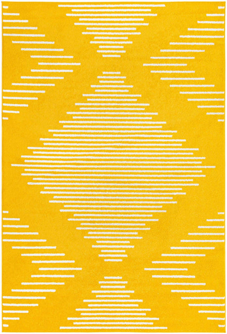 Yellow 6' 1 x 9' Kai Rectangle Area Rug Easy Clean 100% Polypropylene With Cotton Backing Modern Geometric Carpet for Living, Dining, Office, Bedroom for Sale at Rug Engine