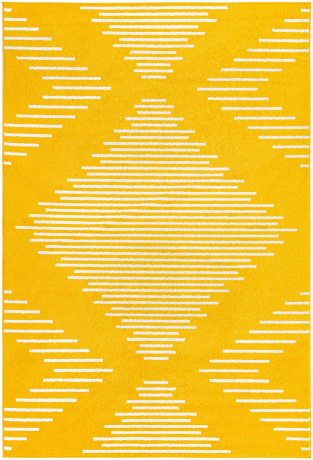Yellow 6' 1 x 9' Kai Rectangle Area Rug Easy Clean 100% Polypropylene With Cotton Backing Modern Geometric Carpet for Living, Dining, Office, Bedroom for Sale at Rug Engine