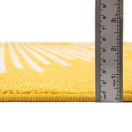Yellow 5' 3 x 8' Kai Rectangle Area Rug Easy Clean 100% Polypropylene With Cotton Backing Modern Geometric Carpet for Living, Dining, Office, Bedroom for Sale at Rug Engine