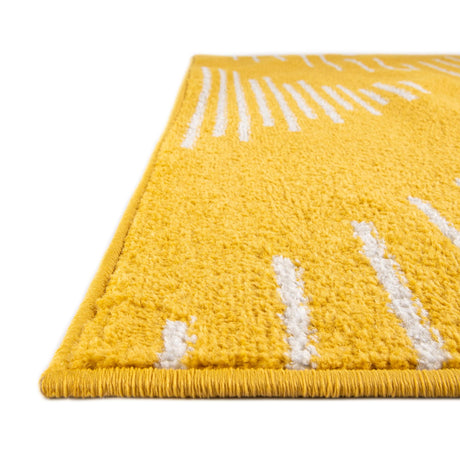 Yellow 7' 10 x 10' Kai Rectangle Area Rug Easy Clean 100% Polypropylene With Cotton Backing Modern Geometric Carpet for Living, Dining, Office, Bedroom for Sale at Rug Engine