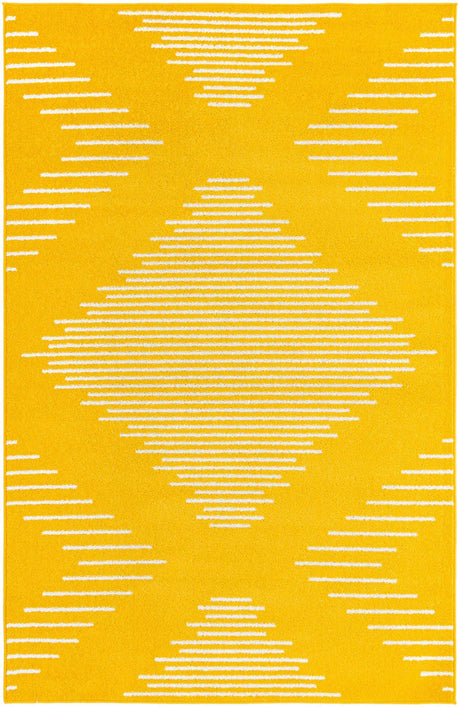 Yellow 5' 3 x 8' Kai Rectangle Area Rug Easy Clean 100% Polypropylene With Cotton Backing Modern Geometric Carpet for Living, Dining, Office, Bedroom for Sale at Rug Engine