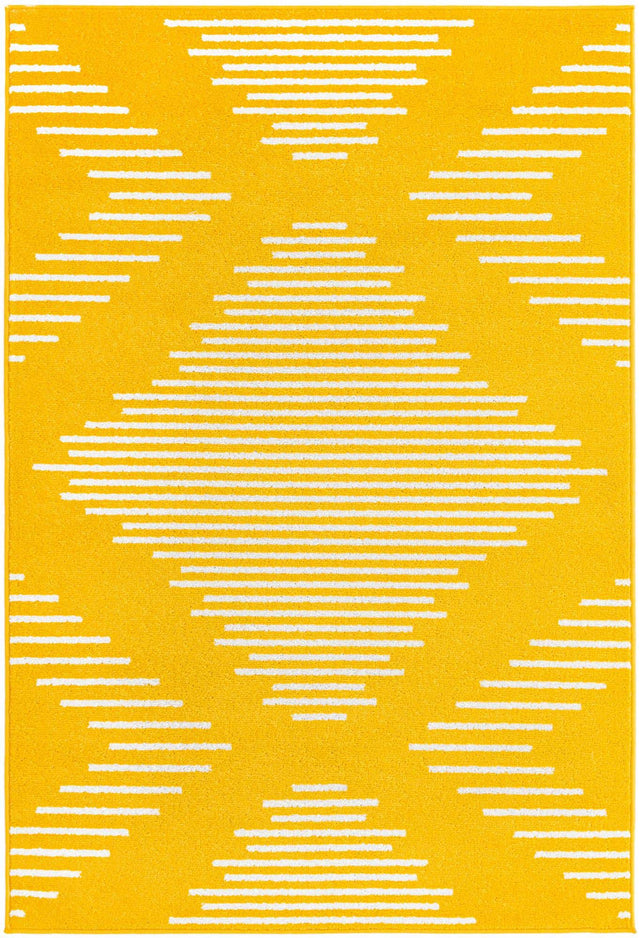 Yellow 4' 1 x 6' 1 Kai Rectangle Area Rug Easy Clean 100% Polypropylene With Cotton Backing Modern Geometric Carpet for Living, Dining, Office, Bedroom for Sale at Rug Engine