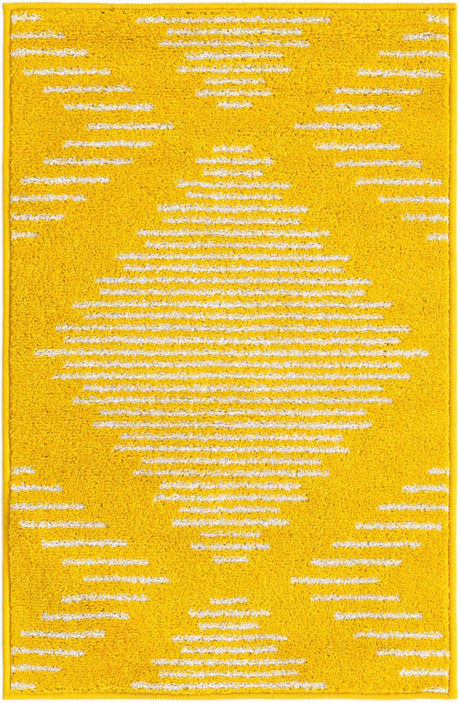 Yellow 2' x 3' 1 Kai Rectangle Area Rug Easy Clean 100% Polypropylene With Cotton Backing Modern Geometric Carpet for Living, Dining, Office, Bedroom for Sale at Rug Engine