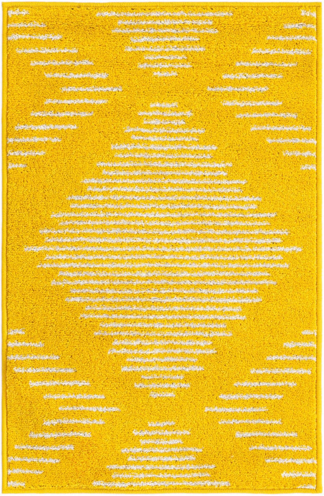 Yellow 2' x 3' 1 Kai Rectangle Area Rug Easy Clean 100% Polypropylene With Cotton Backing Modern Geometric Carpet for Living, Dining, Office, Bedroom for Sale at Rug Engine
