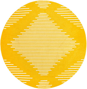 Yellow 10' x 10' Kai Round Area Rug Easy Clean 100% Polypropylene With Cotton Backing Modern Geometric Carpet for Living, Dining, Office, Bedroom for Sale at Rug Engine