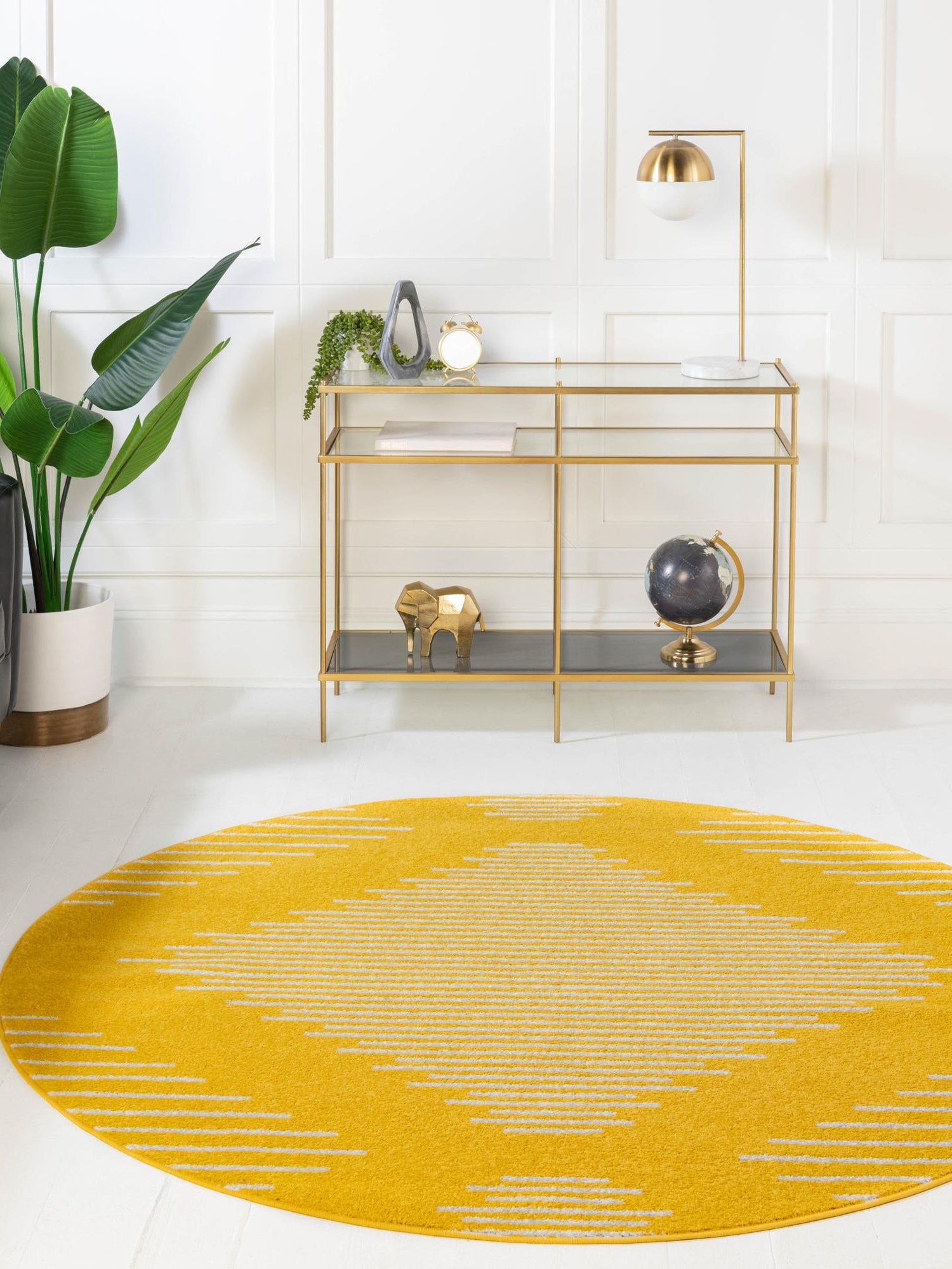 Yellow 10' x 10' Kai Round Area Rug Easy Clean 100% Polypropylene With Cotton Backing Modern Geometric Carpet for Living, Dining, Office, Bedroom for Sale at Rug Engine