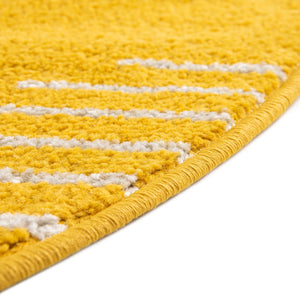 Yellow 6' 1 x 6' 1 Kai Round Area Rug Easy Clean 100% Polypropylene With Cotton Backing Modern Geometric Carpet for Living, Dining, Office, Bedroom for Sale at Rug Engine
