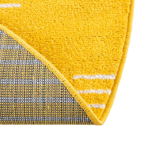 Yellow 6' 1 x 6' 1 Kai Round Area Rug Easy Clean 100% Polypropylene With Cotton Backing Modern Geometric Carpet for Living, Dining, Office, Bedroom for Sale at Rug Engine