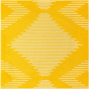 Yellow 10' x 10' Kai Square Area Rug Easy Clean 100% Polypropylene With Cotton Backing Modern Geometric Carpet for Living, Dining, Office, Bedroom for Sale at Rug Engine
