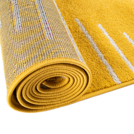 Yellow 7' 1 x 7' 1 Kai Square Area Rug Easy Clean 100% Polypropylene With Cotton Backing Modern Geometric Carpet for Living, Dining, Office, Bedroom for Sale at Rug Engine