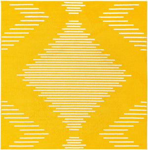 Yellow 7' 1 x 7' 1 Kai Square Area Rug Easy Clean 100% Polypropylene With Cotton Backing Modern Geometric Carpet for Living, Dining, Office, Bedroom for Sale at Rug Engine