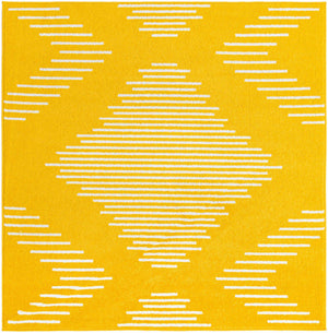 Yellow 5' 3 x 5' 3 Kai Square Area Rug Easy Clean 100% Polypropylene With Cotton Backing Modern Geometric Carpet for Living, Dining, Office, Bedroom for Sale at Rug Engine