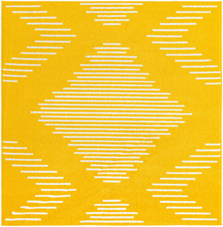Yellow 5' 3 x 5' 3 Kai Square Area Rug Easy Clean 100% Polypropylene With Cotton Backing Modern Geometric Carpet for Living, Dining, Office, Bedroom for Sale at Rug Engine