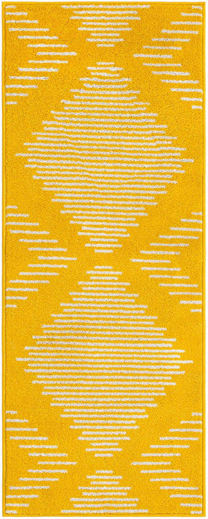 Yellow 2' x 5' 3 Kai Runner Area Rug Easy Clean 100% Polypropylene With Cotton Backing Modern Geometric Carpet for Living, Dining, Office, Bedroom for Sale at Rug Engine
