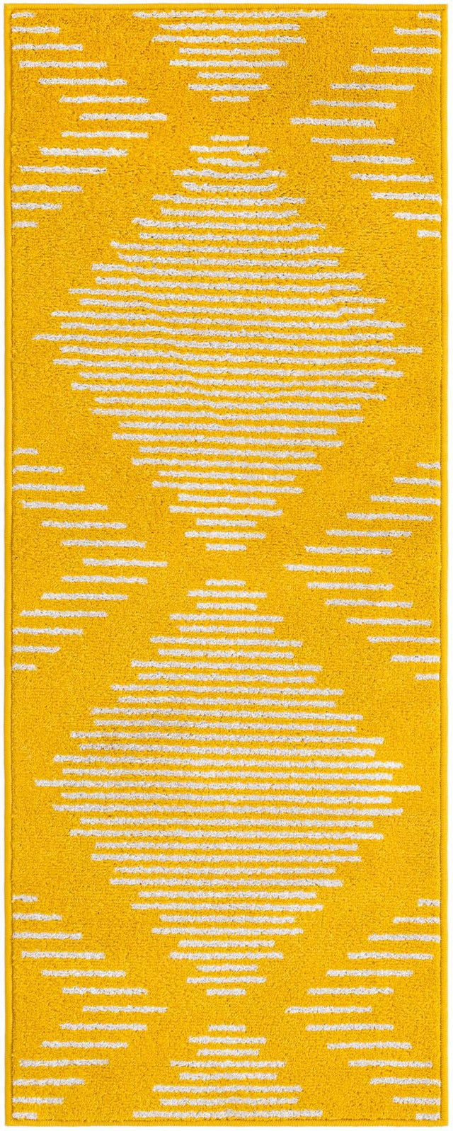 Yellow 2' x 5' 3 Kai Runner Area Rug Easy Clean 100% Polypropylene With Cotton Backing Modern Geometric Carpet for Living, Dining, Office, Bedroom for Sale at Rug Engine