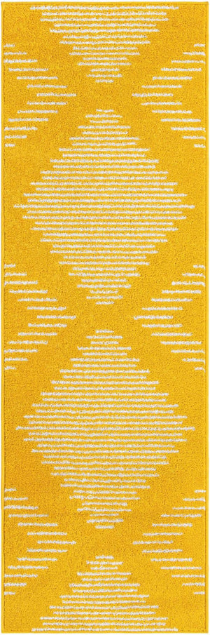 Yellow 2' x 6' 1 Kai Runner Area Rug Easy Clean 100% Polypropylene With Cotton Backing Modern Geometric Carpet for Living, Dining, Office, Bedroom for Sale at Rug Engine
