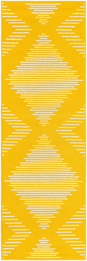 Yellow 2' x 8' Kai Runner Area Rug Easy Clean 100% Polypropylene With Cotton Backing Modern Geometric Carpet for Living, Dining, Office, Bedroom for Sale at Rug Engine