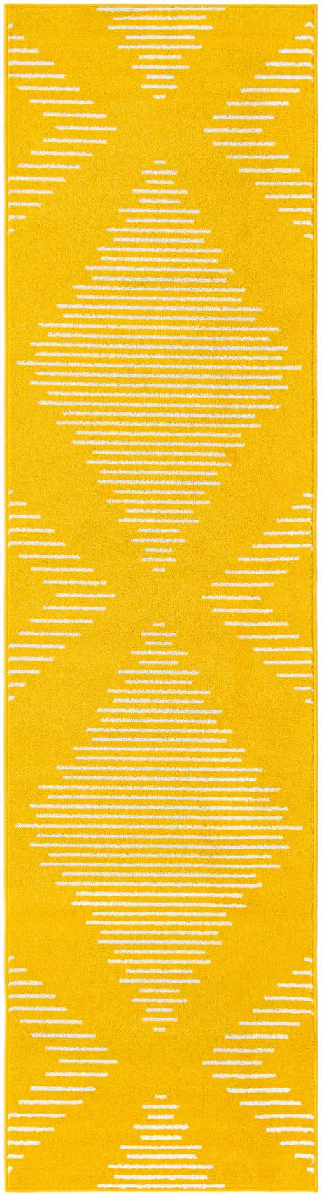 Yellow 2' 7 x 10' Kai Runner Area Rug Easy Clean 100% Polypropylene With Cotton Backing Modern Geometric Carpet for Living, Dining, Office, Bedroom for Sale at Rug Engine