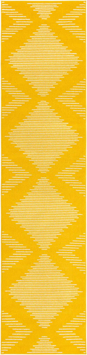 Yellow 3' 3 x 14' 1 Kai Runner Area Rug Easy Clean 100% Polypropylene With Cotton Backing Modern Geometric Carpet for Living, Dining, Office, Bedroom for Sale at Rug Engine