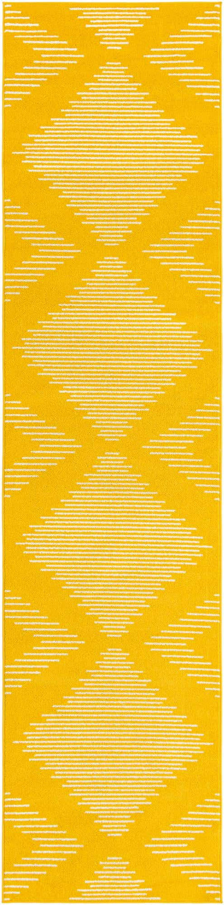 Yellow 3' 3 x 14' 1 Kai Runner Area Rug Easy Clean 100% Polypropylene With Cotton Backing Modern Geometric Carpet for Living, Dining, Office, Bedroom for Sale at Rug Engine