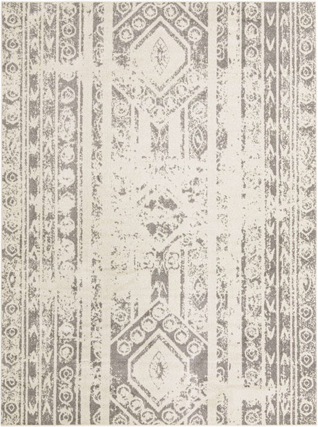 Ivory and Gray 9' x 12' Lennon Rectangle Area Rug 100% Polypropylene Vintage Distressed Look Modern Contemporary Carpet for Home Decor for Sale at Rug Engine