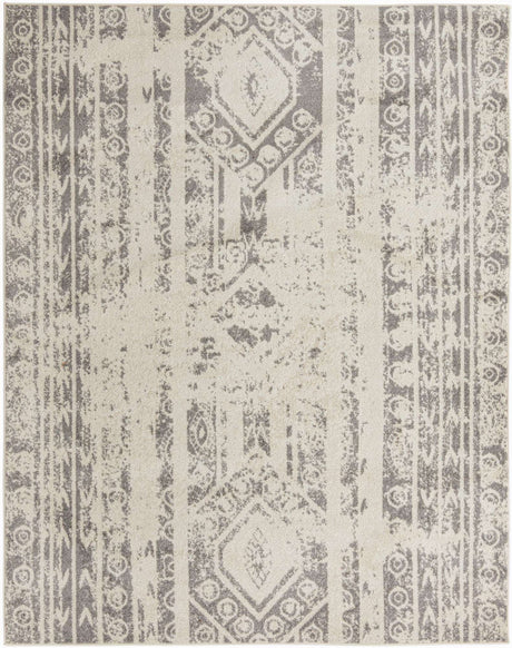 Ivory and Gray 7' 10 x 10' Lennon Rectangle Area Rug 100% Polypropylene Vintage Distressed Look Modern Contemporary Carpet for Home Decor for Sale at Rug Engine