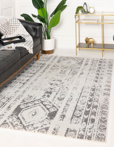 Ivory and Gray 7' 1 x 10' Lennon Rectangle Area Rug 100% Polypropylene Vintage Distressed Look Modern Contemporary Carpet for Home Decor for Sale at Rug Engine