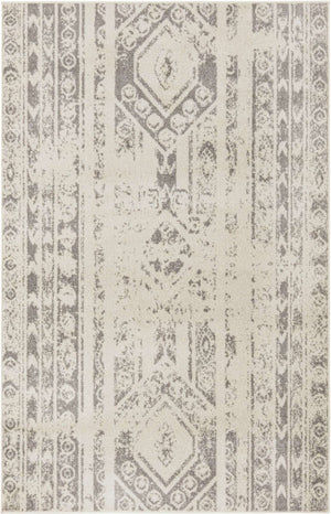 Ivory and Gray 5' 3 x 8' Lennon Rectangle Area Rug 100% Polypropylene Vintage Distressed Look Modern Contemporary Carpet for Home Decor for Sale at Rug Engine