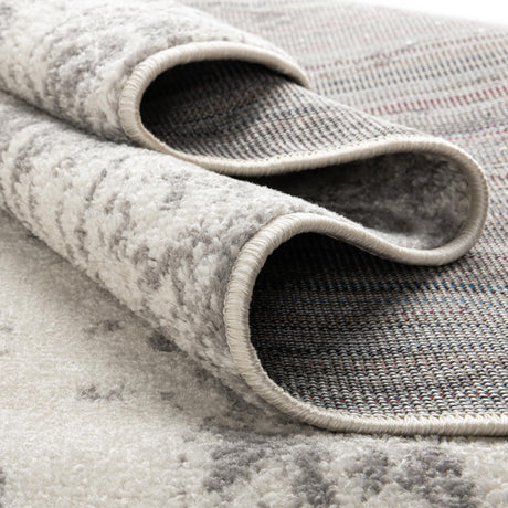 Ivory and Gray 2' x 7' 10 Lennon Round Area Rug 100% Polypropylene Vintage Distressed Look Modern Contemporary Carpet for Home Decor for Sale at Rug Engine