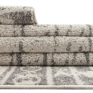 Ivory and Gray 2' x 7' 10 Lennon Round Area Rug 100% Polypropylene Vintage Distressed Look Modern Contemporary Carpet for Home Decor for Sale at Rug Engine