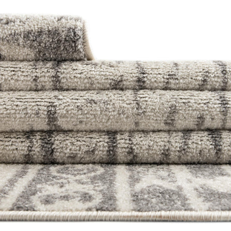 Ivory and Gray 2' x 7' 10 Lennon Round Area Rug 100% Polypropylene Vintage Distressed Look Modern Contemporary Carpet for Home Decor for Sale at Rug Engine