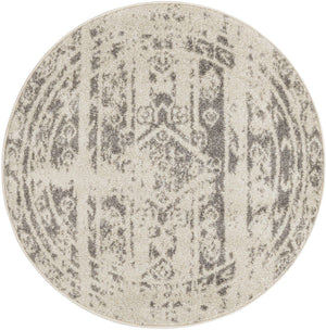 Ivory and Gray 3' 1 x 3' 1 Lennon Round Area Rug 100% Polypropylene Vintage Distressed Look Modern Contemporary Carpet for Home Decor for Sale at Rug Engine