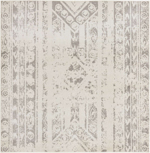 Ivory and Gray 7' 1 x 7' 1 Lennon Square Area Rug 100% Polypropylene Vintage Distressed Look Modern Contemporary Carpet for Home Decor for Sale at Rug Engine