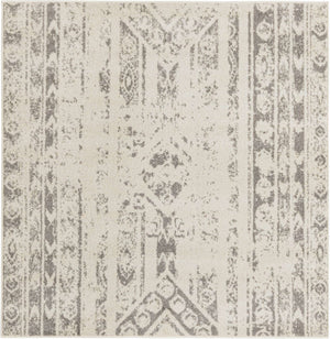 Ivory and Gray 5' 3 x 5' 3 Lennon Square Area Rug 100% Polypropylene Vintage Distressed Look Modern Contemporary Carpet for Home Decor for Sale at Rug Engine