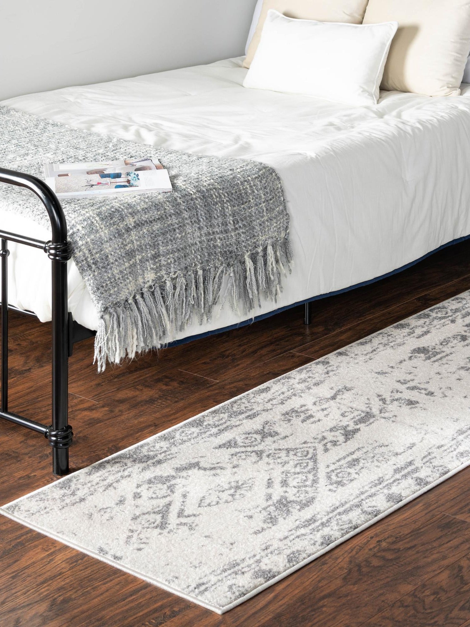 Ivory and Gray 2' 7 x 12' Lennon Runner Area Rug 100% Polypropylene Vintage Distressed Look Modern Contemporary Carpet for Home Decor for Sale at Rug Engine