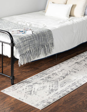 Ivory and Gray 2' 7 x 12' Lennon Runner Area Rug 100% Polypropylene Vintage Distressed Look Modern Contemporary Carpet for Home Decor for Sale at Rug Engine