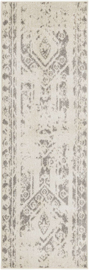 Ivory and Gray 2' x 6' 1 Lennon Runner Area Rug 100% Polypropylene Vintage Distressed Look Modern Contemporary Carpet for Home Decor for Sale at Rug Engine