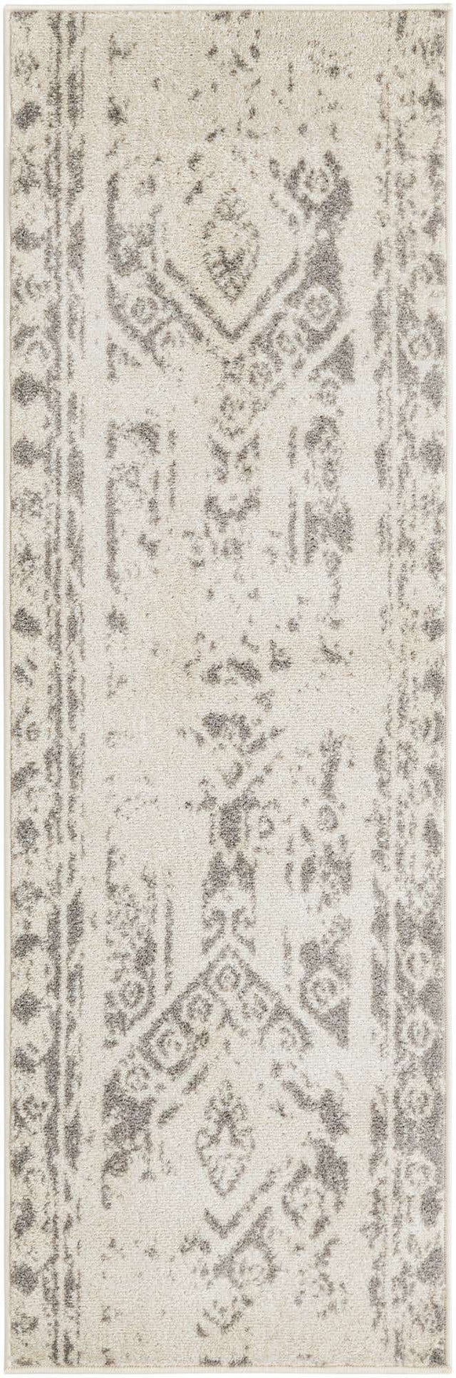 Ivory and Gray 2' x 6' 1 Lennon Runner Area Rug 100% Polypropylene Vintage Distressed Look Modern Contemporary Carpet for Home Decor for Sale at Rug Engine