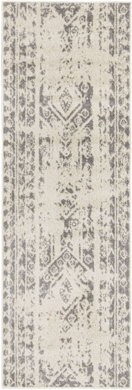 Ivory and Gray 2' x 8' Lennon Runner Area Rug 100% Polypropylene Vintage Distressed Look Modern Contemporary Carpet for Home Decor for Sale at Rug Engine