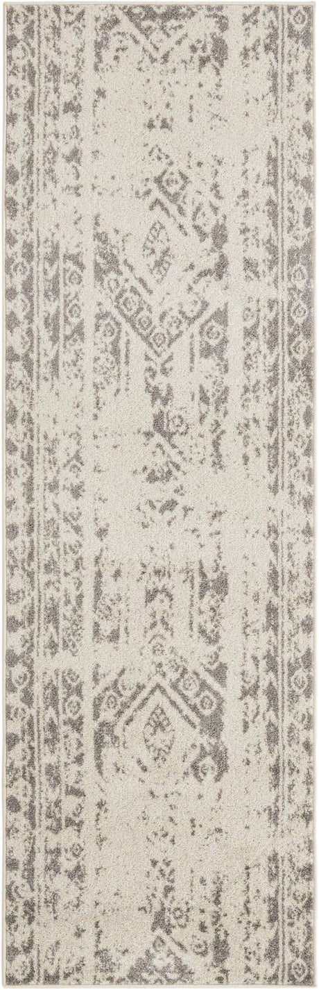 Ivory and Gray 2' 7 x 10' Lennon Runner Area Rug 100% Polypropylene Vintage Distressed Look Modern Contemporary Carpet for Home Decor for Sale at Rug Engine