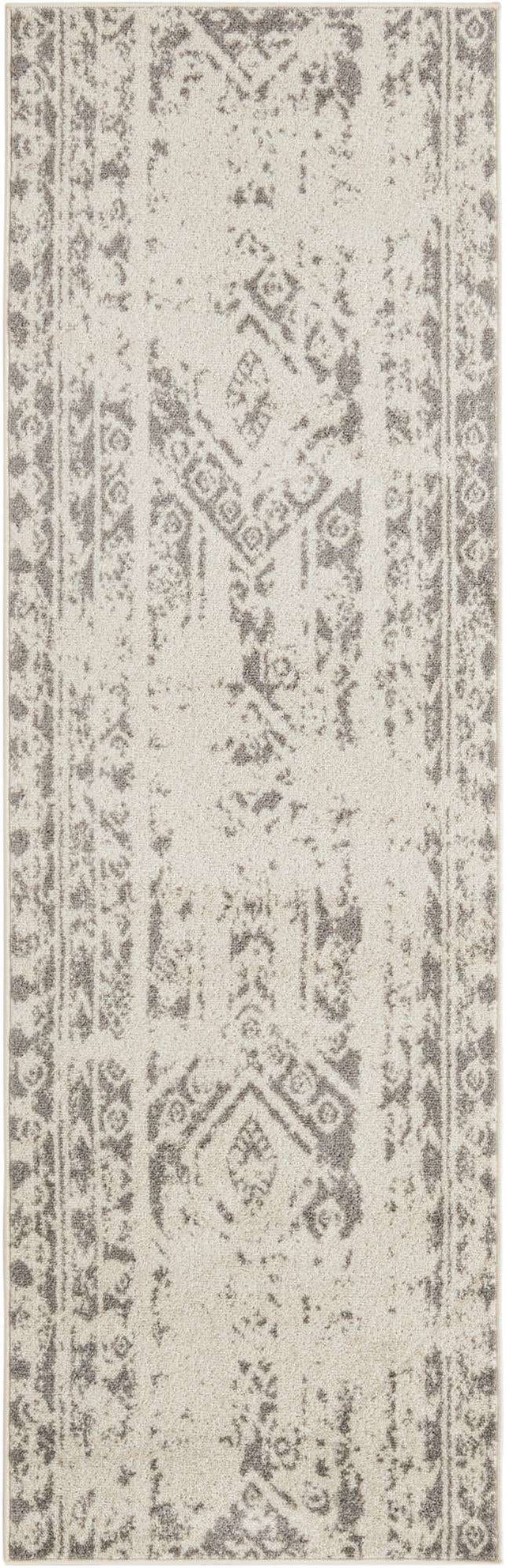 Ivory and Gray 2' 7 x 10' Lennon Runner Area Rug 100% Polypropylene Vintage Distressed Look Modern Contemporary Carpet for Home Decor for Sale at Rug Engine